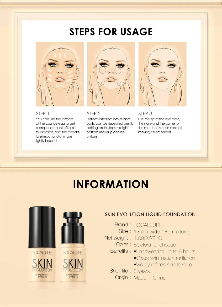 Wholesale FOCALLURE Liquid Foundation | Makeup Base, Concealer, Whitening, Moisturizing, Oil-Control Cosmetics