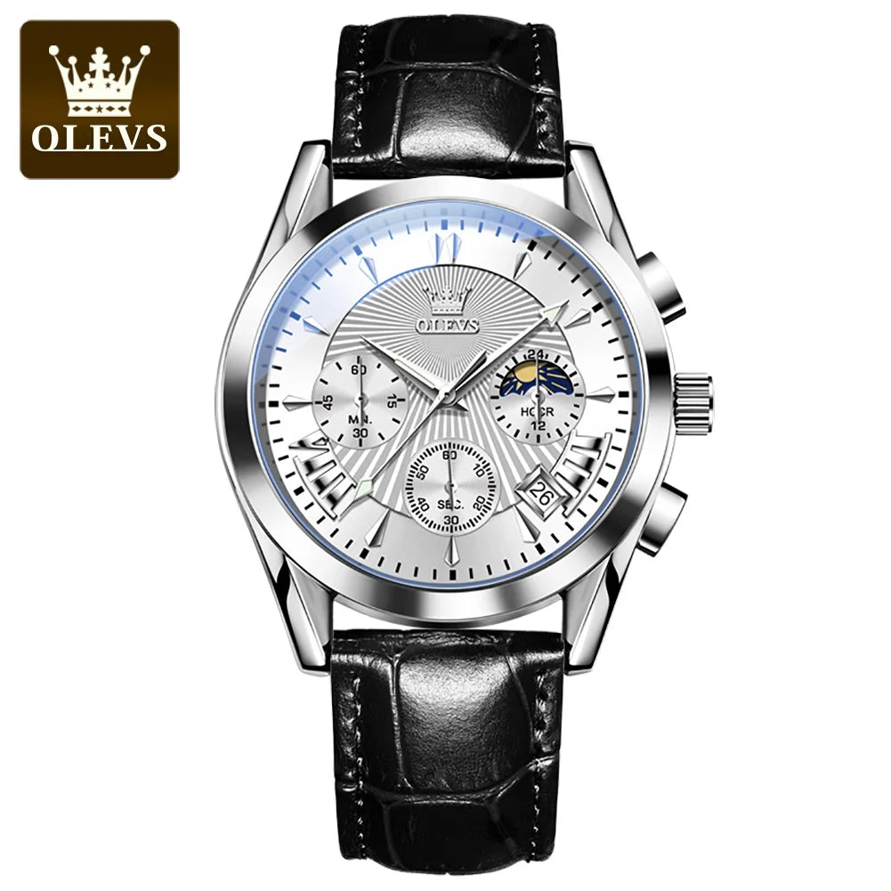 OLEVS Original Luxury Men's Watch – High-Quality Waterproof Quartz Wristwatch with Fashionable Leather Strap