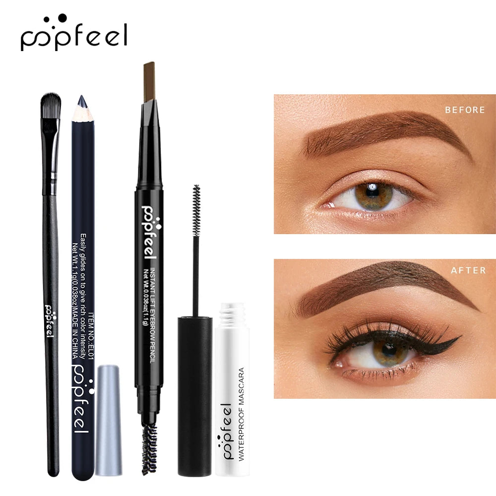 POPFEEL Eye Makeup Set – Eyeshadow Palette, Eyeliner, Mascara & Eyebrow Pencil | Complete Tool Set Box, Perfect Gifts for Women