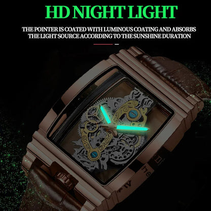 BINBOND Men's Sports Watch - Waterproof Quartz, Luminous Pointer, Skeleton Design, Relogio Masculino