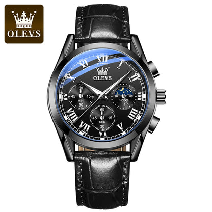 OLEVS 2871 Men's Chronograph Watch - Waterproof, Moon Phase, Multifunction, Luxury Quartz Wristwatch