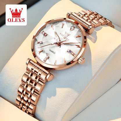 OLEVS 5536 Women's Luxury Quartz Watch - Elegant Jewelry Design, Waterproof, and Rose Gold Finish