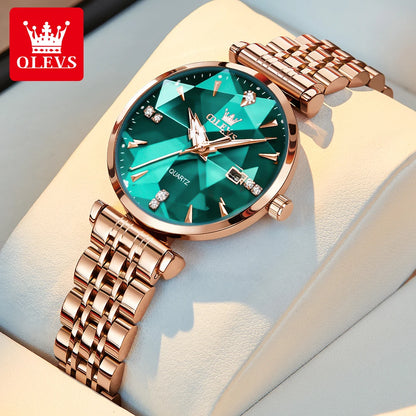 OLEVS 5536 Women's Luxury Quartz Watch - Elegant Jewelry Design, Waterproof, and Rose Gold Finish