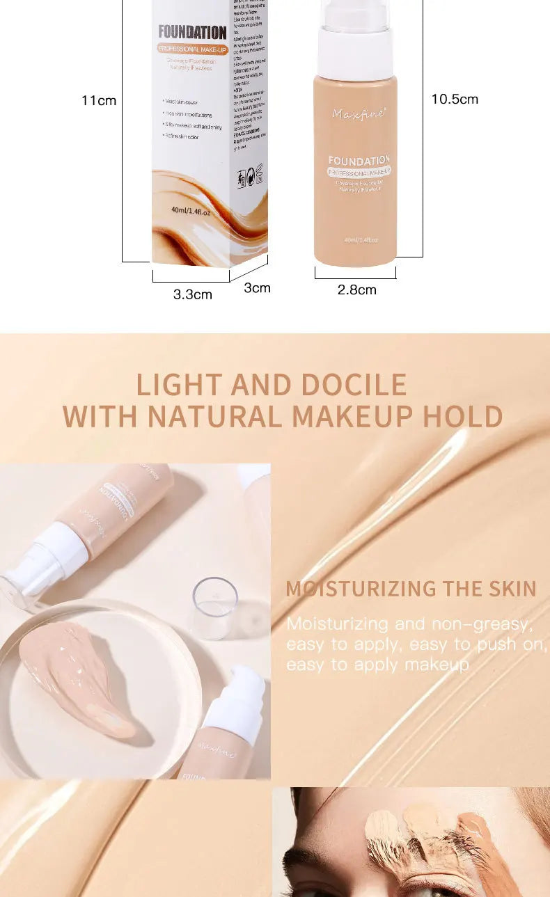 Liquid Foundation | Waterproof, Sweat-Resistant, Full Coverage Concealer for Professional Makeup