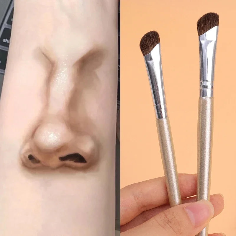 Flat Angled Nose Contouring Brushes - Professional Soft Makeup Tools for Eyeshadow & Nose Shadow