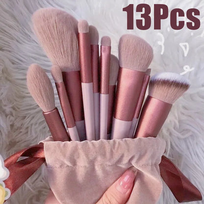 13 PCS Makeup Brushes Set - Eye Shadow, Foundation, Blush, and More | Women’s Cosmetic Brushes with Soft Bristles & Beauty Tools Bag