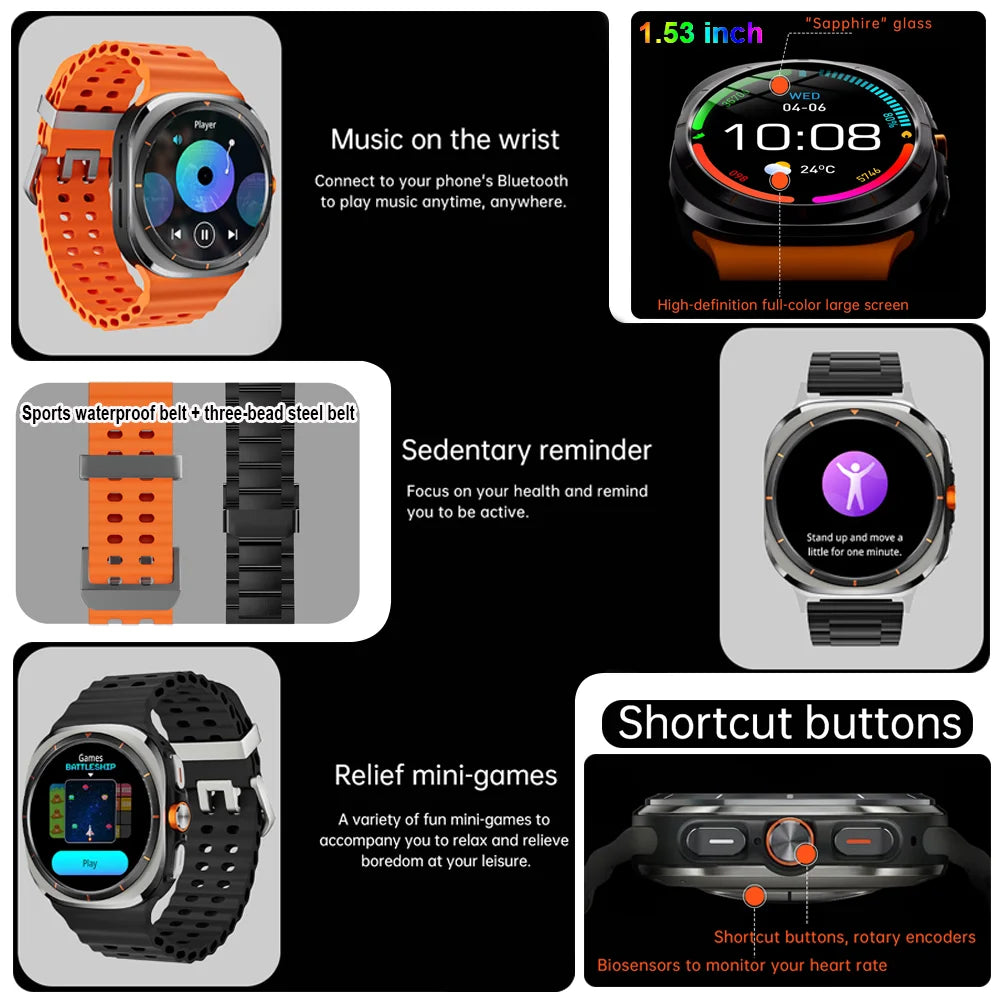 SK7 Ultra GPS Smartwatch - 500mAh, AMOLED HD Screen, BT Call, Outdoor Sports, Android & iOS Compatible (2025)