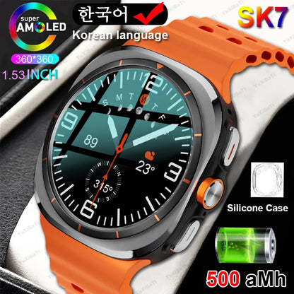 SK7 Ultra GPS Smartwatch - 500mAh, AMOLED HD Screen, BT Call, Outdoor Sports, Android & iOS Compatible (2025)