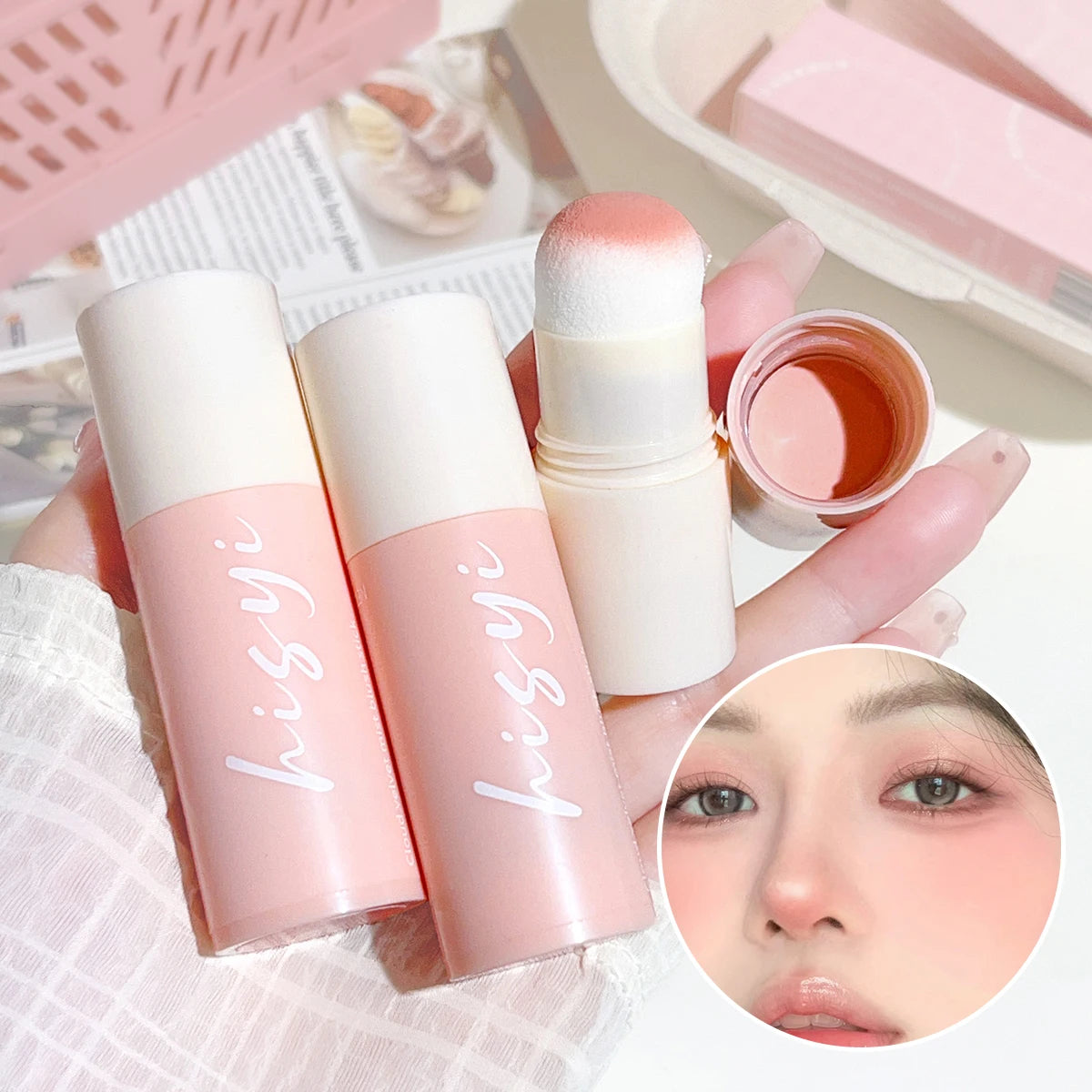 Yunrou Soft Fog Blush Stick: Korean Style, Brightening & Dual-Use for Lips & Cheeks