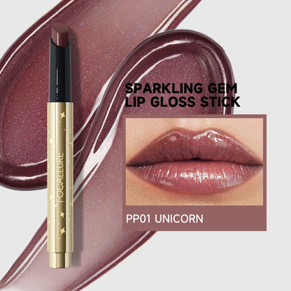 FOCALLURE Pearlescent Lip Gloss Stick - Moisturizing, Cooling, & Long-Lasting Shimmer for Dazzling Lips