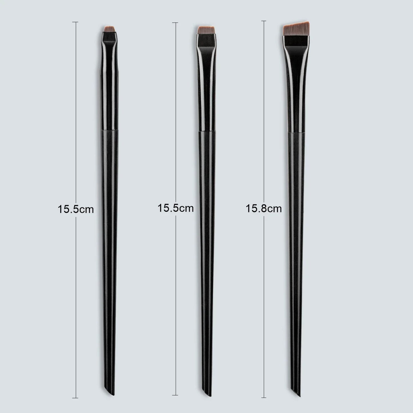 3 Pcs Edge Eyeliner Brush Set - Ultra-Thin Oblique Eyebrow & Eyeshadow Brushes for Precise Makeup Application