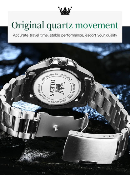 OLEVS Green Waterproof Men's Quartz Watch - Luxury Stainless Steel & Luminous Design