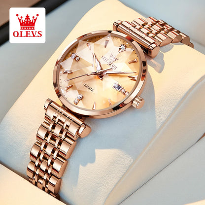 OLEVS 5536 Women's Luxury Quartz Watch - Elegant Jewelry Design, Waterproof, and Rose Gold Finish