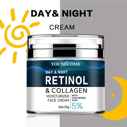 Retinol Collagen Cream with Hyaluronic Acid, Vitamin C + E - Firming, Nourishing & Moisturizing, Anti-Wrinkle, Aging, Shrinks Pores