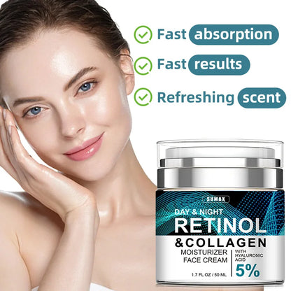 Retinol Anti-Aging Face Cream 50ML - Moisturizing, Wrinkle Remover, Collagen & Hyaluronic Acid Skin Care