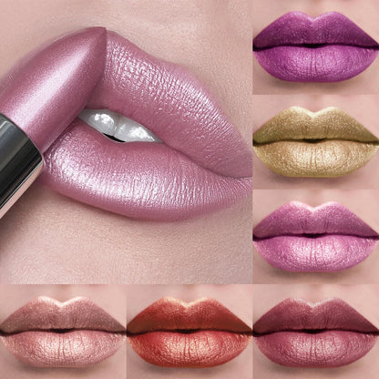 21-Color Metallic Lipstick: Bold, Glittery, Long-Lasting & Matte Finish