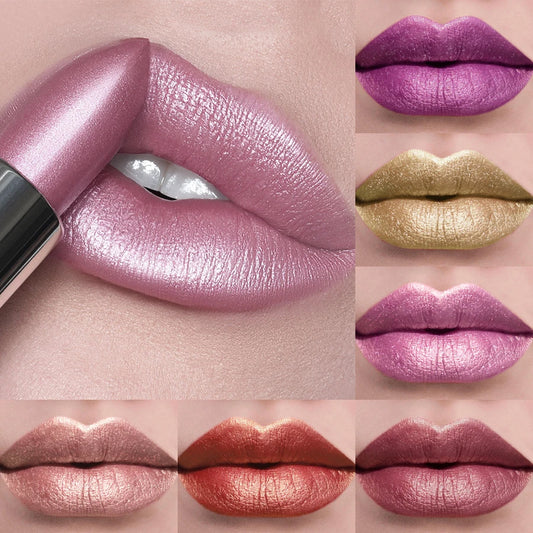 21-Color Metallic Lipstick: Bold, Glittery, Long-Lasting & Matte Finish