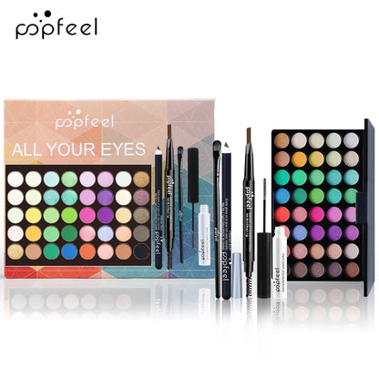 POPFEEL Eye Makeup Set – Eyeshadow Palette, Eyeliner, Mascara & Eyebrow Pencil | Complete Tool Set Box, Perfect Gifts for Women