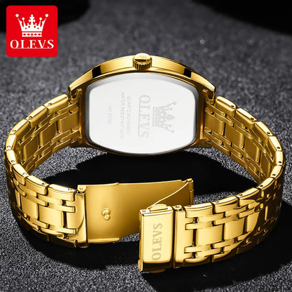 OLEVS Men's Luxury Tonneau Quartz Watch Original Top Brand, Waterproof, Luminous Hands, Week & Date Display, Elegant Male Wristwatch