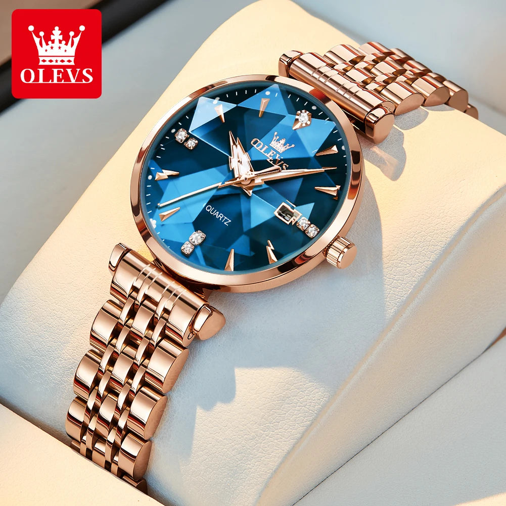 OLEVS 5536 Women's Luxury Quartz Watch - Elegant Jewelry Design, Waterproof, and Rose Gold Finish