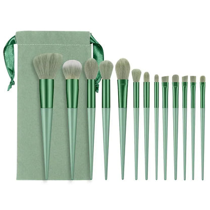 13 Purple Flower Holly Leaf Makeup Brush Set - Soft Hair Face Powder, Highlight, Blush, Eye Shadow Brushes, Full Set of Beauty Tools