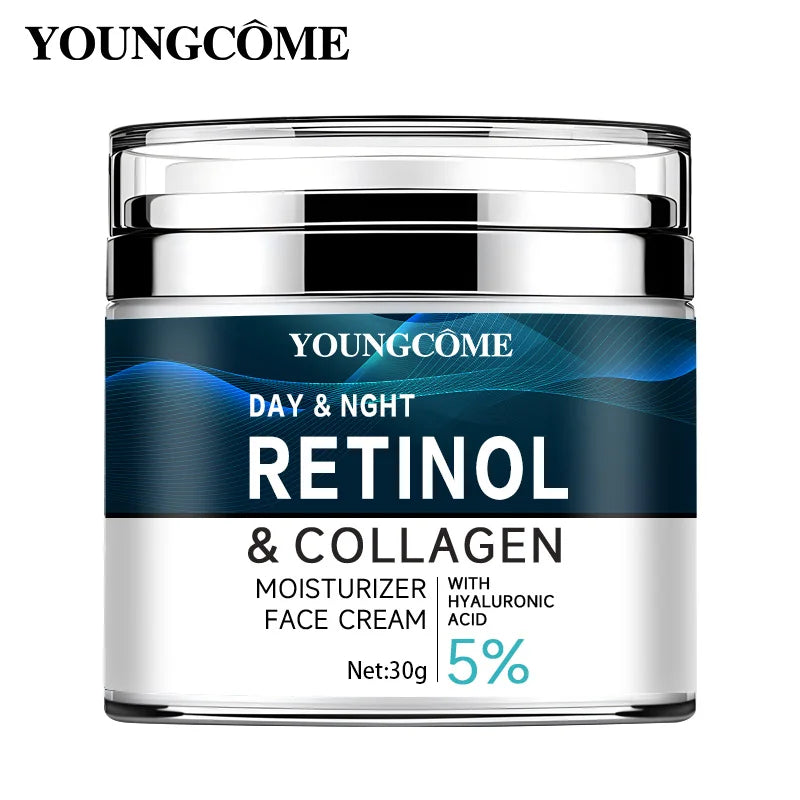 Retinol Collagen Cream with Hyaluronic Acid, Vitamin C + E - Firming, Nourishing & Moisturizing, Anti-Wrinkle, Aging, Shrinks Pores