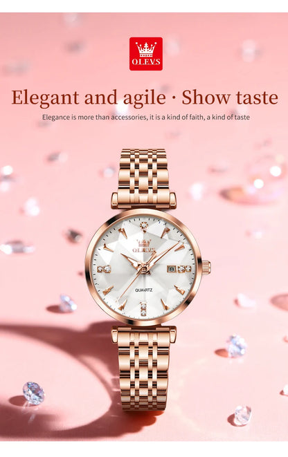 OLEVS 5536 Women's Luxury Quartz Watch - Elegant Jewelry Design, Waterproof, and Rose Gold Finish