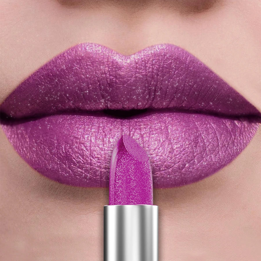 21-Color Metallic Lipstick: Bold, Glittery, Long-Lasting & Matte Finish