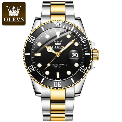 OLEVS Green Waterproof Men's Quartz Watch - Luxury Stainless Steel & Luminous Design